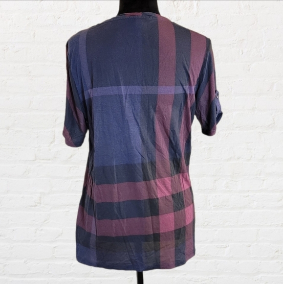 Burberry Brit Purple Plaid Top SzL - Picture 2 of 9